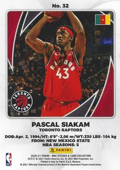 2020-21 Panini NBA Sticker & Card Collection European Edition - Cards #32 Pascal Siakam Back