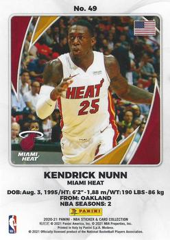 2020-21 Panini NBA Sticker & Card Collection European Edition - Cards #49 Kendrick Nunn Back