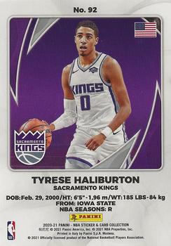 2020-21 Panini NBA Sticker & Card Collection European Edition - Cards #92 Tyrese Haliburton Back