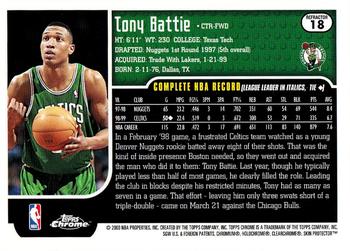 1999-00 Topps Chrome - Refractors #18 Tony Battie Back