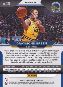 2020-21 Panini Prizm - Green Prizms #123 Draymond Green Back