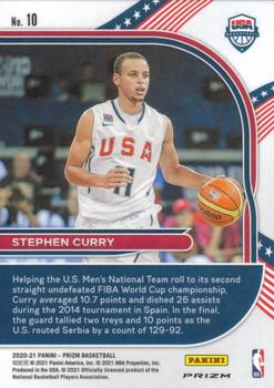 2020-21 Panini Prizm - USA Basketball Prizms Silver #10 Stephen Curry Back