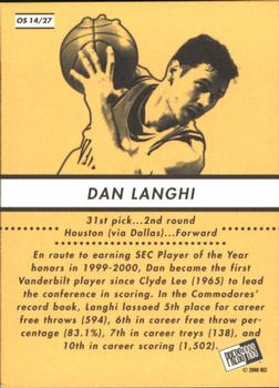 2000 Press Pass SE - Old School #OS14 Dan Langhi Back