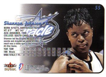 2000 SkyBox Dominion WNBA - Extra #55 Shannon Johnson Back