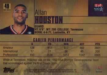2000 Topps Team USA - Gold #49 Allan Houston Back