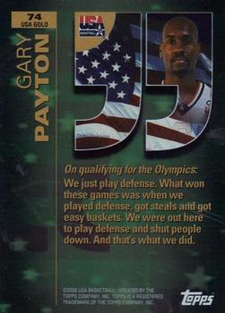 2000 Topps Team USA - Gold #74 Gary Payton Back