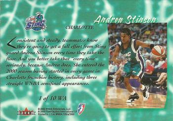 2000 Ultra WNBA - WNBAttitude #1 WA Andrea Stinson Back