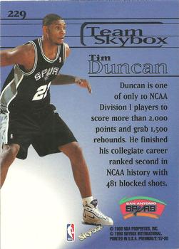 1997-98 SkyBox Premium #229 Tim Duncan Back