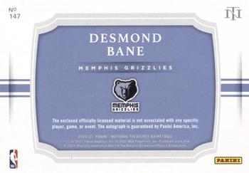 2020-21 Panini National Treasures #147 Desmond Bane Back