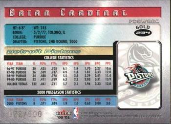 2000-01 Fleer Futures - Gold #234 Brian Cardinal Back