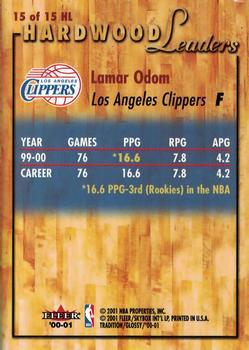 2000-01 Fleer Tradition Glossy - Hardwood Leaders #15 HL Lamar Odom Back