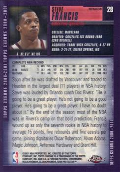 2000-01 Topps Chrome - Refractors #28 Steve Francis Back