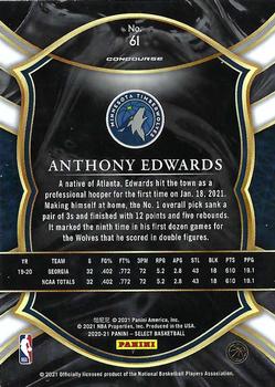 2020-21 Panini Select #61 Anthony Edwards Back