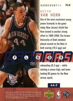 2000-01 Upper Deck Hardcourt - Floor Leaders #FL5 Keith Van Horn Back