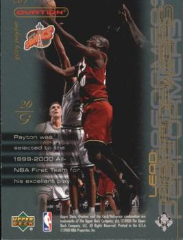 2000-01 Upper Deck Ovation - Lead Performers #LP7 Gary Payton Back