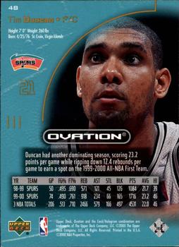 2000-01 Upper Deck Ovation - Standing Ovation #48 Tim Duncan Back