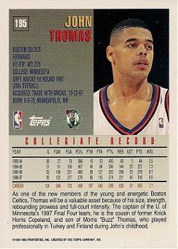 1997-98 Topps #195 John Thomas Back