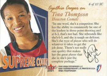 2001 Fleer Tradition WNBA - Cynthia Cooper's Supreme Court #6 SC Tina Thompson Back