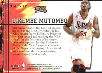 2001-02 Fleer Focus - Trading Places #9 TP Dikembe Mutombo Back