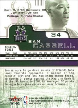 2001-02 Fleer Force - Special Force #34 Sam Cassell Back