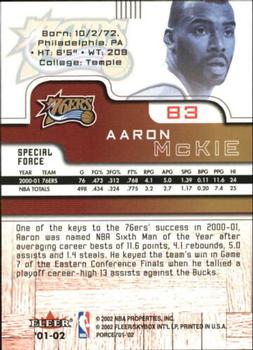 2001-02 Fleer Force - Special Force #83 Aaron McKie Back