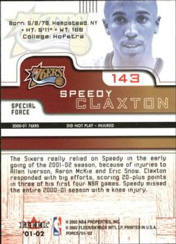 2001-02 Fleer Force - Special Force #143 Speedy Claxton Back