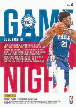 2020-21 Panini Contenders - Game Night Ticket Red #6 Joel Embiid Back