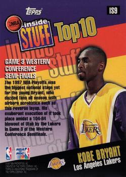 1997-98 Topps - NBA Inside Stuff Top 10 #IS9 Kobe Bryant Back