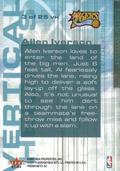 2001-02 Fleer Premium - Vertical Heights #3 VH Allen Iverson Back