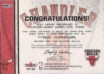 2001-02 Hoops Hot Prospects - Hoops Hot Materials #HMTC Tyson Chandler Back