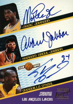 2001-02 Stadium Club - Co-Signers #SCA-TRI Magic Johnson / Kareem Abdul-Jabbar / Shaquille O'Neal Front