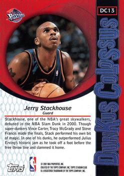 2001-02 Stadium Club - Dunkus Colossus #DC13 Jerry Stackhouse Back