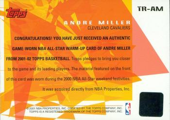 2001-02 Topps - All-Star Remnants #TR-AM Andre Miller Back