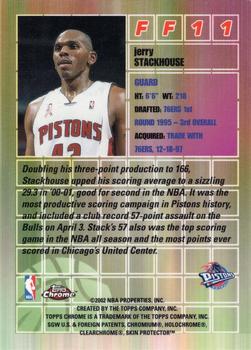 2001-02 Topps Chrome - Fast and Furious #FF11 Jerry Stackhouse Back