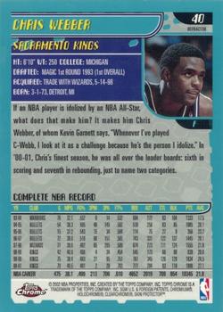 2001-02 Topps Chrome - Refractors #40 Chris Webber Back