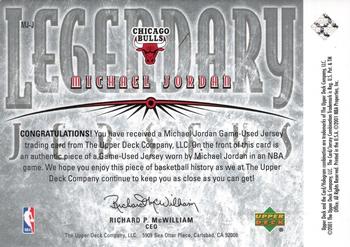 2000-01 Upper Deck Legends - Legendary Jerseys #MJ-J Michael Jordan Back