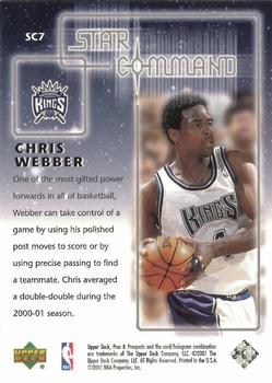 2001-02 Upper Deck Pros & Prospects - Star Command #SC7 Chris Webber Back