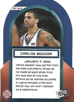 2002 Press Pass - Hang Time Die Cut #HT3 Carlos Boozer Back