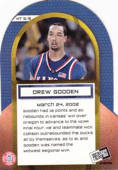 2002 Press Pass - Hang Time Die Cut #HT5 Drew Gooden Back