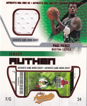 2002-03 Fleer Authentix - Jersey Authentix #JA-PP Paul Pierce Front