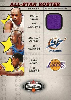 2002-03 Fleer Box Score - All-Stars Roster Game-Used #NNO Vince Carter / Michael Jordan / Kobe Bryant Front