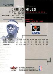 2002-03 Fleer Box Score - Classic Miniatures #4CM Darius Miles Back