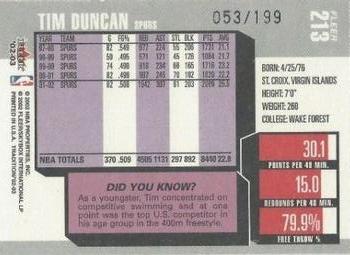 2002-03 Fleer Tradition - Crystal #213 Tim Duncan Back