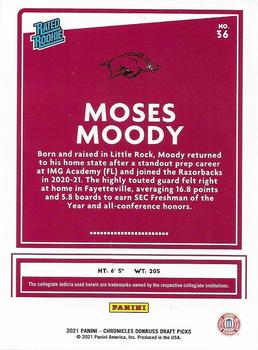 2021 Panini Chronicles Draft Picks #36 Moses Moody Back