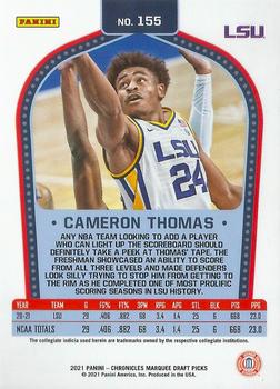 2021 Panini Chronicles Draft Picks #155 Cameron Thomas Back