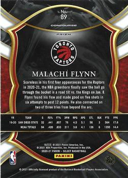 2020-21 Panini Select - Red White Orange Flash #89 Malachi Flynn Back