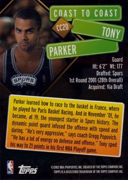 2002-03 Topps - Coast to Coast #CC20 Tony Parker Back