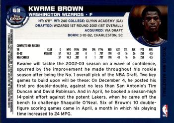 2002-03 Topps Chrome - Refractors #63 Kwame Brown Back