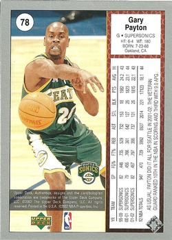 2002-03 UD Authentics - Rainbow #78 Gary Payton Back