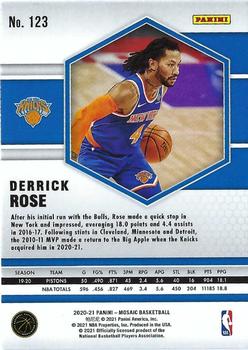 2020-21 Panini Mosaic #123 Derrick Rose Back